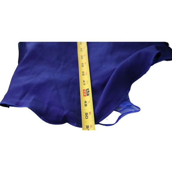 Vienna Blue Strapless Dress Sequin Chiffon Tiered Ruffled Bottom Hi Low Gown 6 - Picture 13 of 14